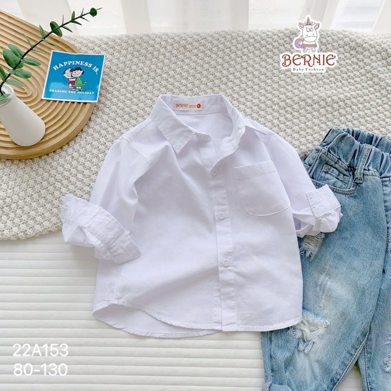 Áo sơ mi bé trai Bernie thô hàn cho bé từ 9-22kg-22A153