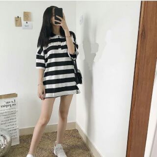 Polo kẻ trắng đen