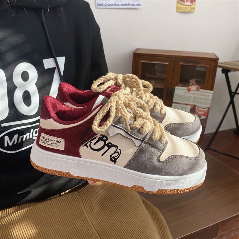 Giày Thể Thao Cổ Thấp Phối Dây Thừng Thời Trang Nam Nữ