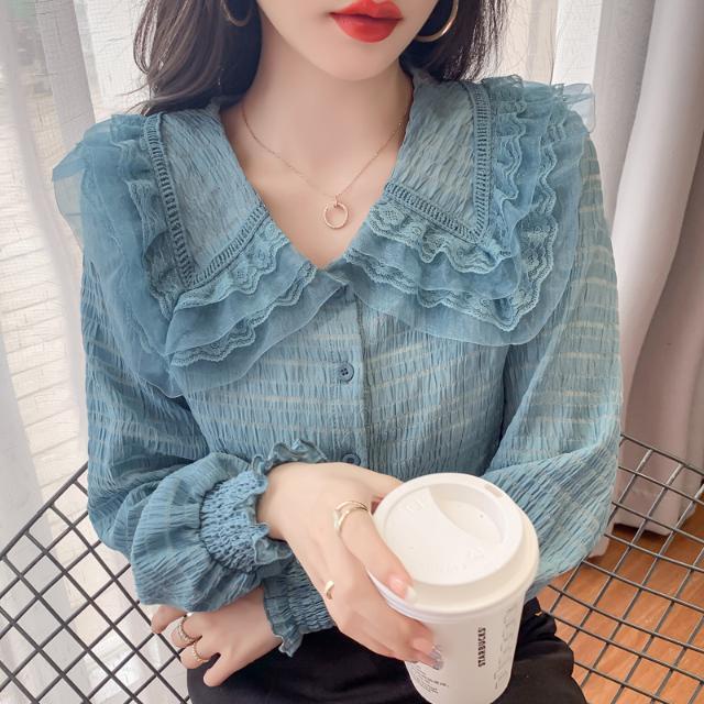 Áokiểu tay phồng cổ búp bê thiết kế ngọt ngào thời trang mùa thu hàng mới dành cho nữ 2021 | BigBuy360 - bigbuy360.vn