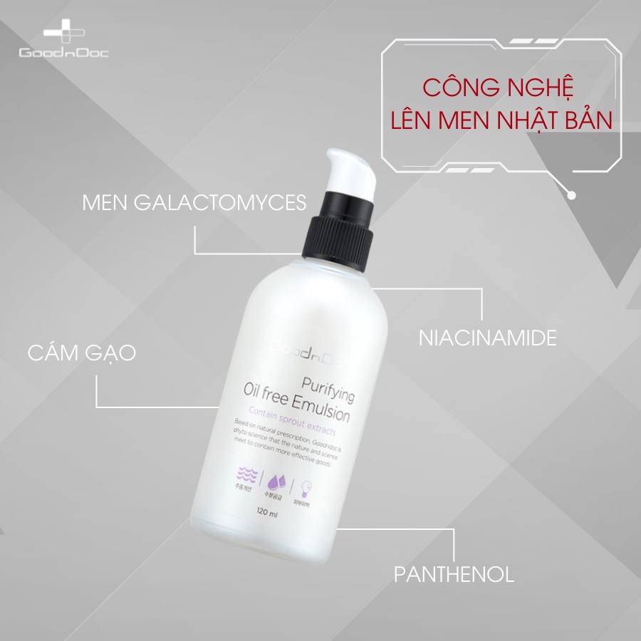 Nhũ tương dưỡng ẩm, sáng da, giảm vết nhăn GoodnDoc Purifying Oil Free Emulsion 120ml - The Skincare Shop