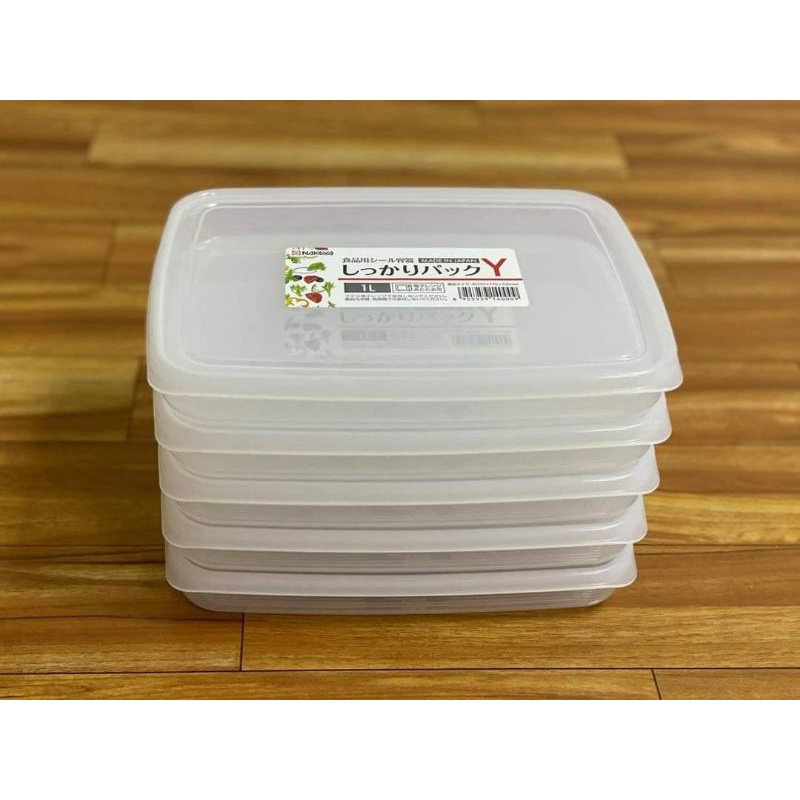 Sét 5 hộp nhựa nắp dẻo dáng dẹt 1l