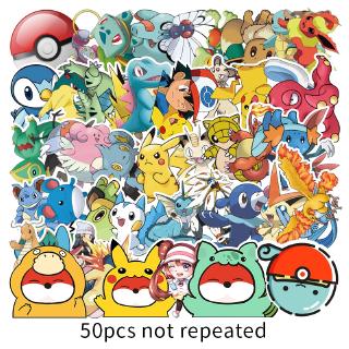 50Pcs/set Cartoon Pokémon Pikachu Poke Ball Pocket Monster Doodle Stickers Skateboard Laptop Luggage Graffiti Stickers