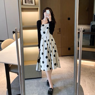 Set đầm 2 dây bi kèm khoác