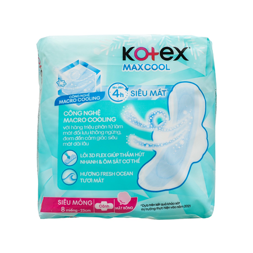 Băng vệ sinh Kotex thảo dược Cool siêu mỏng cánh 8 miếng