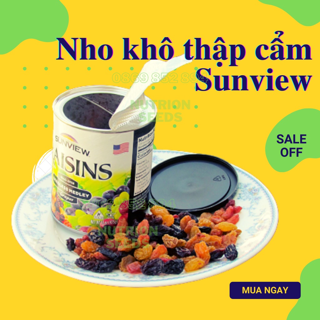 Nho Khô Mỹ Raisin Sunview không hạt vị thập cẩm 425g