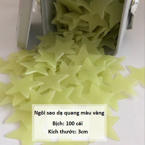 Ngôi sao dạ quang bịch 100 cái ⚡ FREESHIP ⚡ kích thước 3cm (chọn màu )