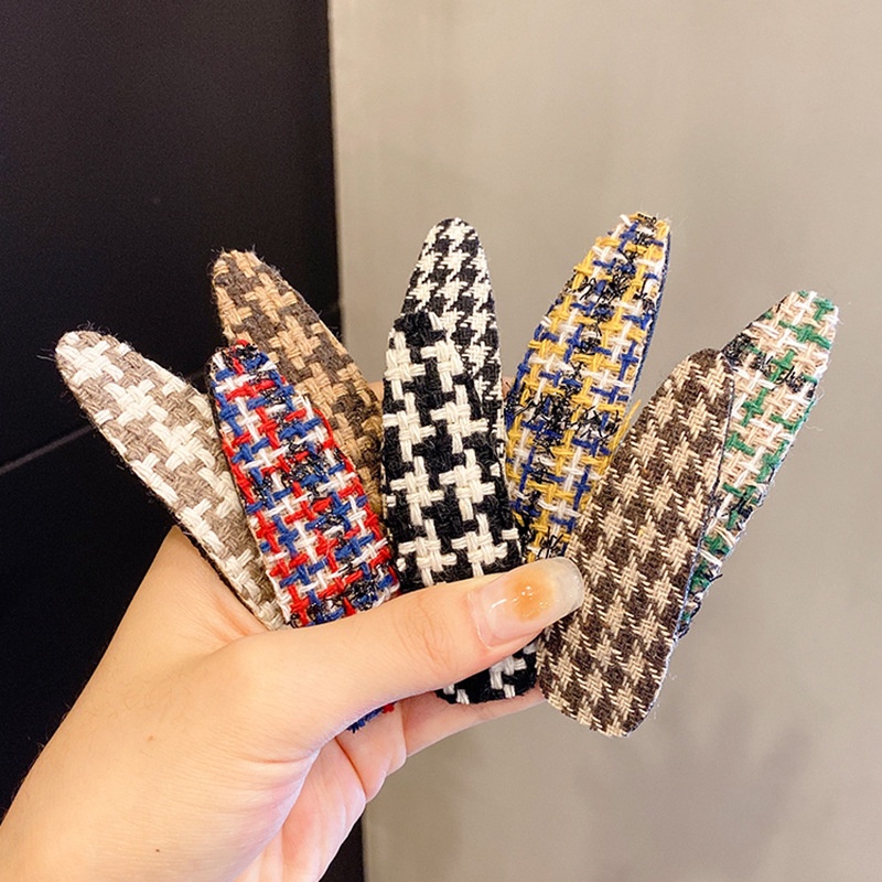 Kẹp Tóc Họa Tiết Houndstooth Thời Trang Hàn Quốc Cho Nữ