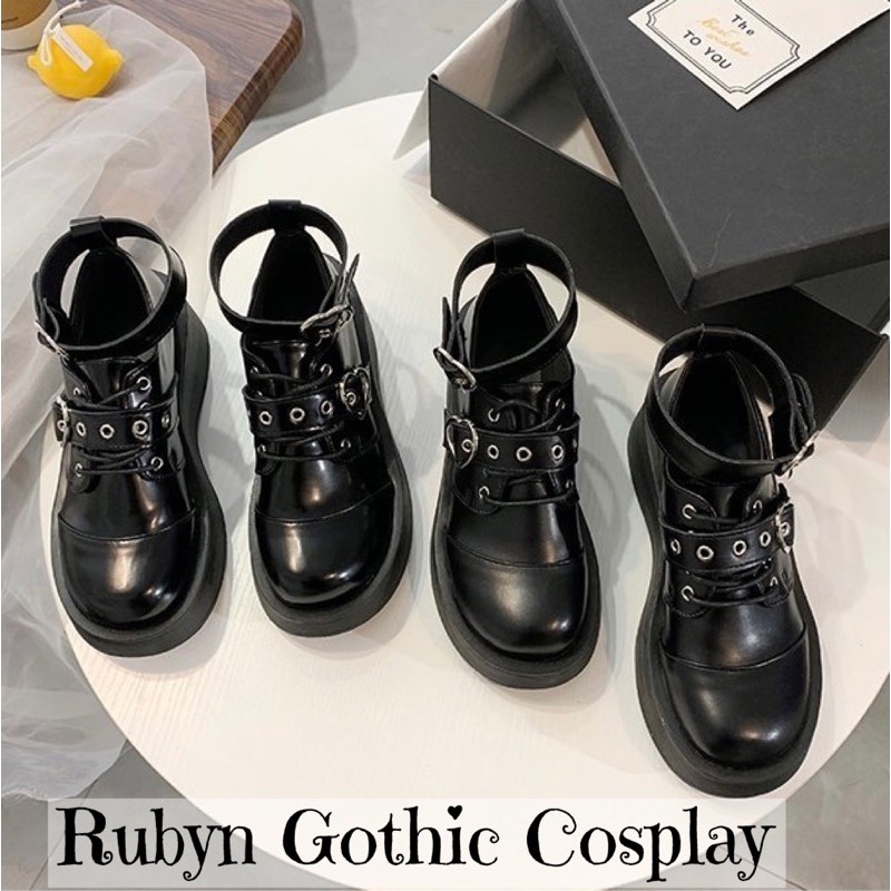 [CÓ SẴN]  Giày Boots Oxford Gothic Khoá Tim cá tính ( Size 35 - 39 )