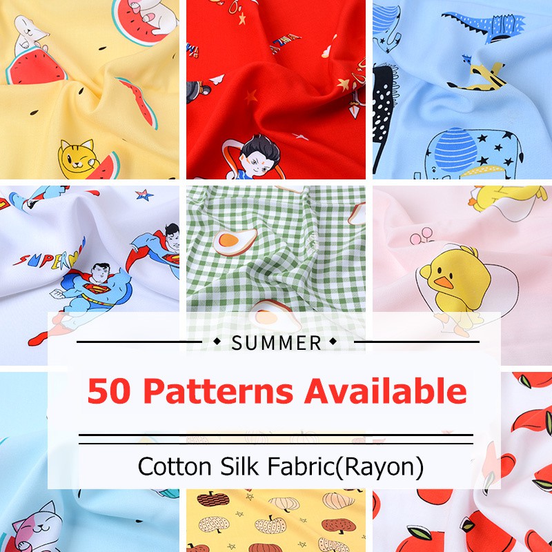 Vải may đồ ngủ em bé bằng cotton lụa mềm dày dặn in họa tiết hoạt hình