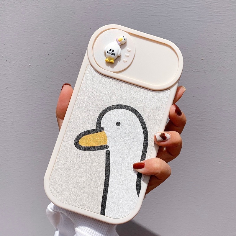 Ốp Lưng Da Bảo Vệ Camera - Có Nắp Trượt Mẫu Duck Alone Nổi