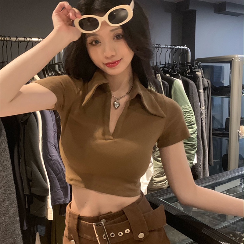 Áo Thun Tay Ngắn Cổ Chữ V Thời Trang Mùa Hè Dễ Phối Đồ Cho Nữ