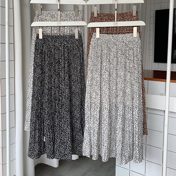 [Mã WASKT304 giảm 15% tối đa 30K đơn 99K] Chân váy maxi hoa voan xếp ly lưng thun - V671