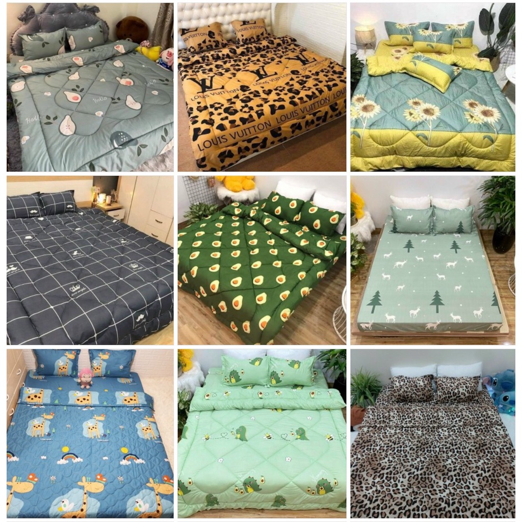 Bộ 3 món ga gối Cotton Poly gồm ga và 2 vỏ gối đầu AMAZING BEDDING cao cấp