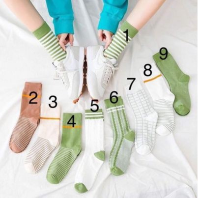 Vớ Cổ Cao Xanh Lá Và Tím