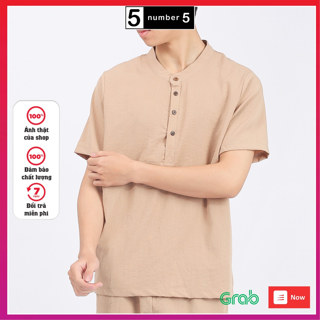 Áo Đũi Nam Cổ Tàu NUMBER5 Áo Cộc Tay Nam [AD]