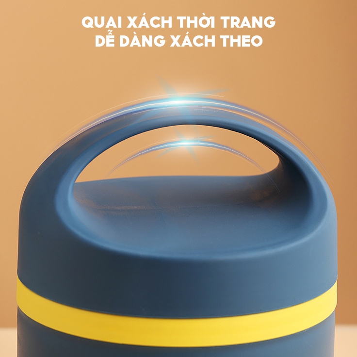 Hộp Cơm Trưa 3 Ngăn Ruột Inox Dung Tích Siêu Lớn 2.7 Lít Đựng Cơm Canh Ăn Trưa Khẩu Phần 2 Người CJ-106