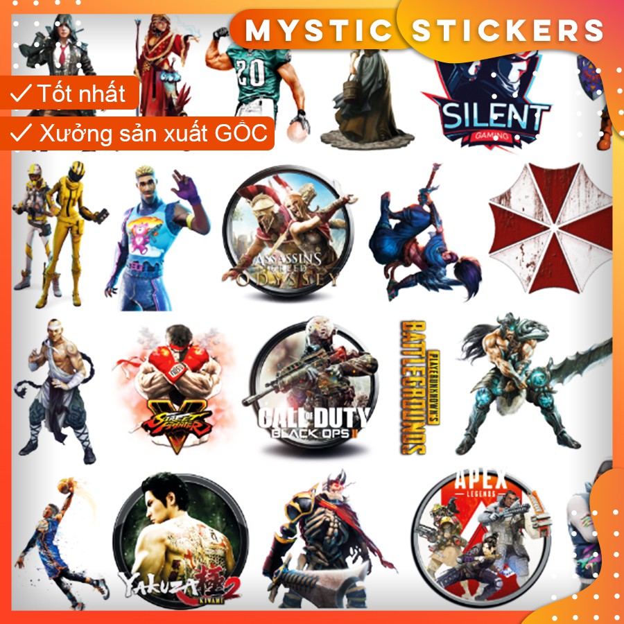 [GAME] 108 Sticker chống nước/dán xe laptop mũ bảo hiểm vali...