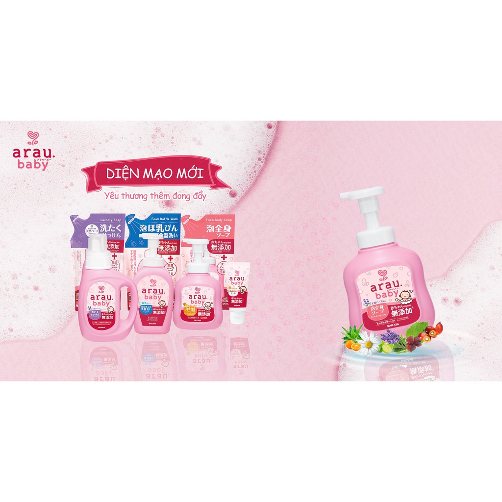 Combo 1 chai + 1 túi tắm gội dưỡng ẩm Arau Baby (chai 450ml + túi 400ml)