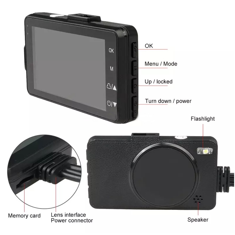 Camera Hành Trình Dành Cho Xe Máy Kèm 2 Camera Sau Chống Nước Cao Cấp MT208