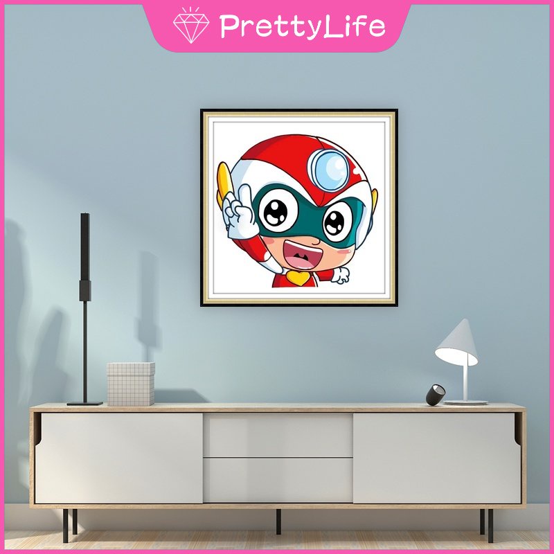 Bộ Tranh Đính Đá 5D Tự Làm 30x30cm / 40x40cm / 50x50cm Hình Siêu Nhân Vui Nhộn Trang Trí Nhà Cửa