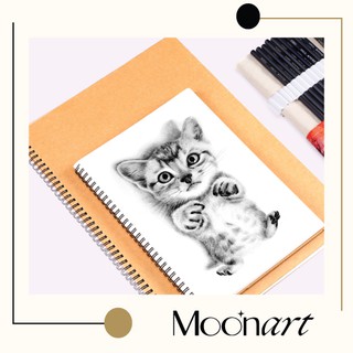 Sổ vẽ chì Sketchbook Drawing, sổ kí họa bút sắt, chì màu, gáy xoắn lò xo kích thước A3,A4 - MoonArt