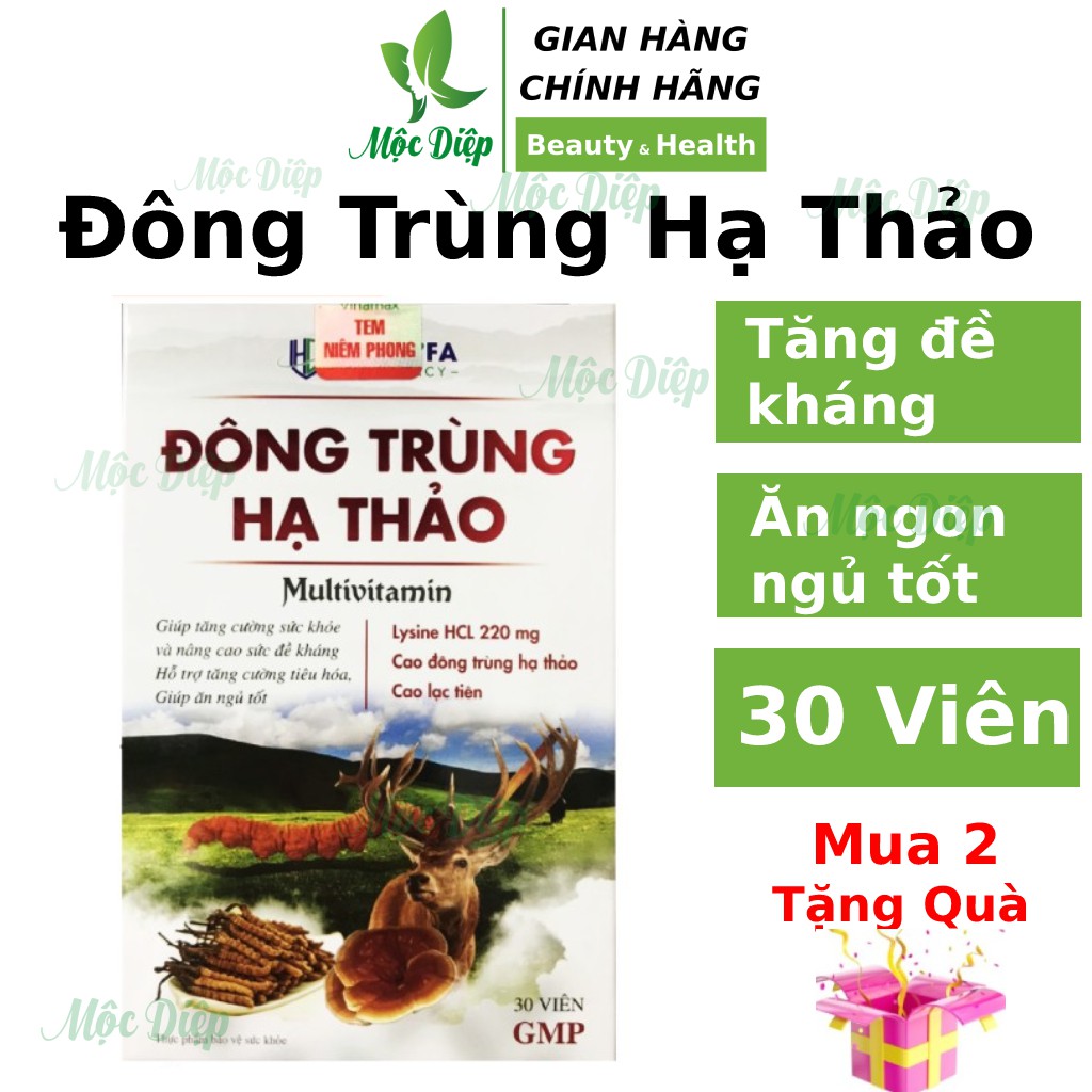 Đông trùng hạ thảo - Viên uống ăn ngon 30 viên tăng cường sức đề kháng bổ sung vitamin và khoáng chất giúp ăn ngủ ngon