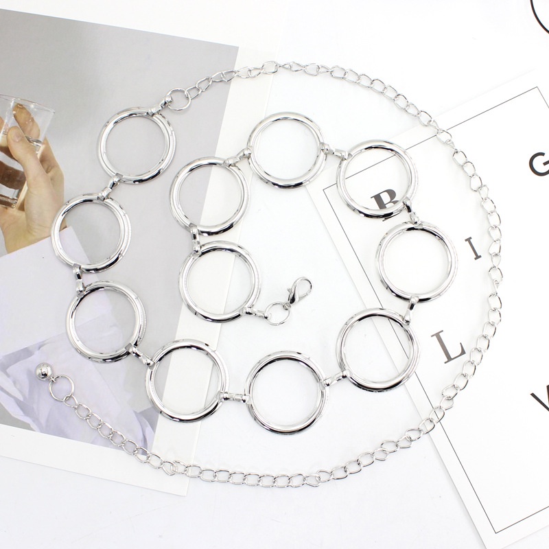 Dây Thắt Lưng Bằng Kim Loại Màu Vàng/Bạc Thời Trang Cho Nữ