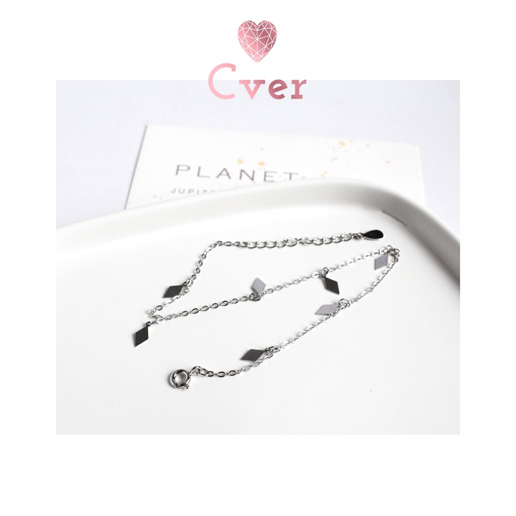 Lắc chân bạc Cver Silver S925 chi tiết hình học hình thoi xinh xắn LC-E103
