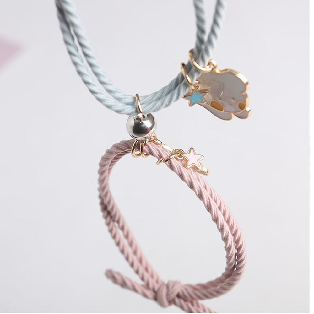 VANES1 Set 2 Vòng Tay Mặt Kim Loại Hình Chó Mèo Thời Trang Cho Cặp Đôi