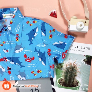[Yeah1Shop]- Áo sơ mi hoạt hình cá mập  (M, L, XL) (SMHH)