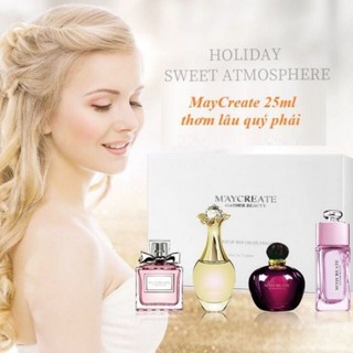 Set hộp 4 chai nước hoa MayCreate Paris thơm lâu quý phái , nước hoa nữ, nước hoa mini, bộ nước hoa