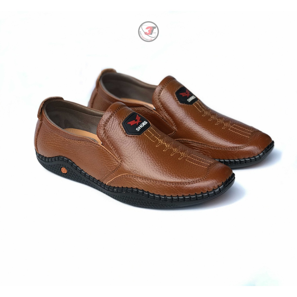 Giày Lười  Da Bò Thật 100%,đục lổ thoáng khí,không dán keo,đi mưa ,khâu đế 100%,Đế Cao su nguyên khối ,BH trọn Đời