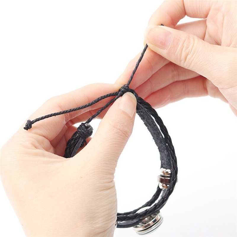 Vòng đeo tay da Gmai mặt hình 12 cung hoàng đạo tùy chọn thời trang cho nam nữ