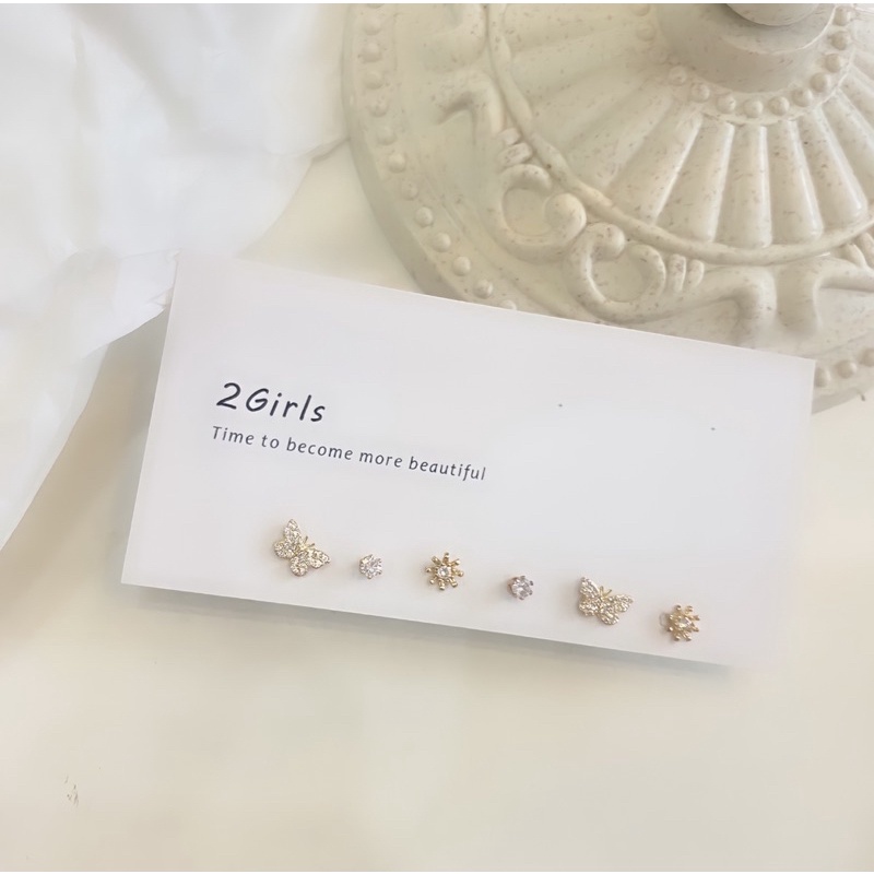 Set bông tai mạ bạc xinh xắn