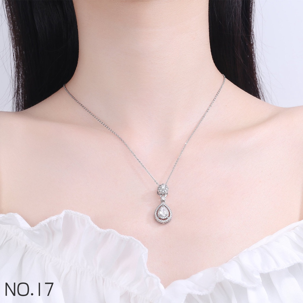 Vòng cổ Mặt Đính Đá Kim Cương Trắng Bạc S925 Thời Trang