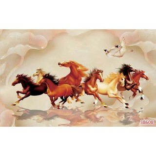 Tranh 3D mã đáo thành công KT ngang 1.25m*0.8m có keo sẵn