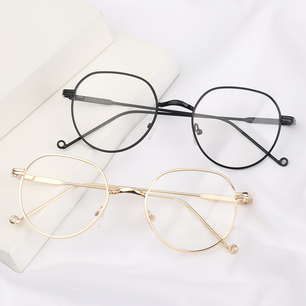 Unisex thời trang kính quang học gọng tròn kính cận thị kim loại siêu nhẹ -1.0 ~ -4.0