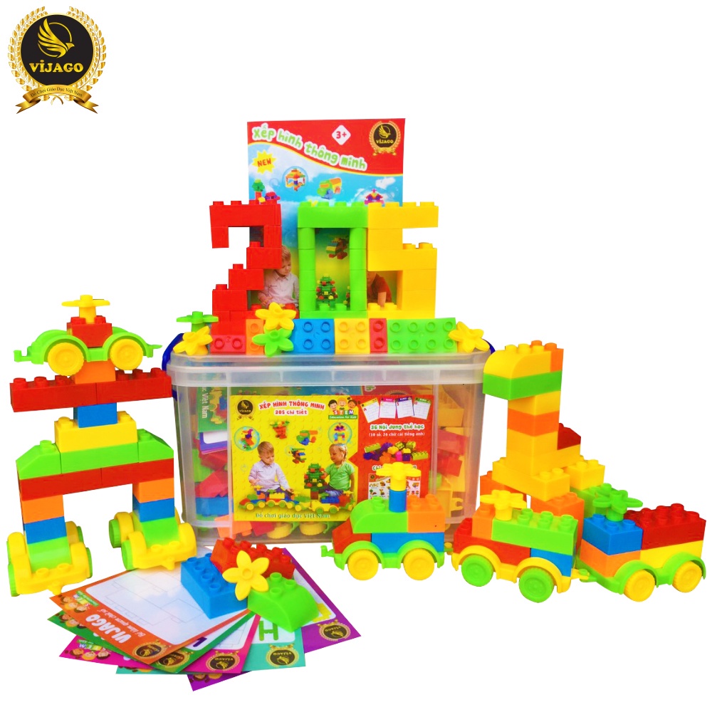 Bộ xếp hình thông minh 205 chi tiết từ nhựa nguyên sinh - Vijago - (VJG0474)