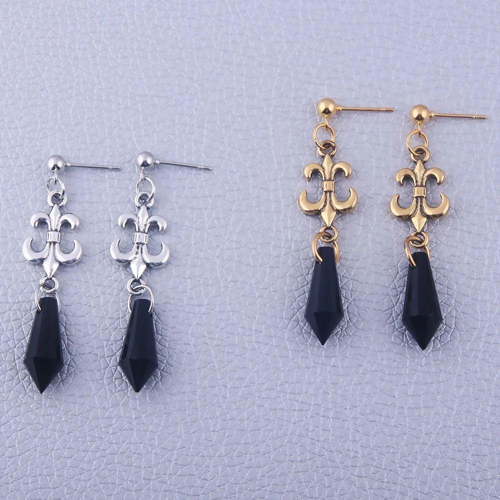 Khuyên Tai Hình Thủy Thủ Mặt Trăng Màu Đen Sáng Tạo|Đôi Khuyên Tai Dài Hóa Trang Độc Đáo Cho Nữ