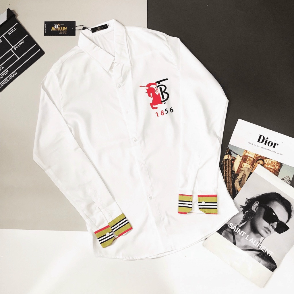 Áo sơ mi nam tay dài TB1865 phối viền cổ tay, vải Kate lụa cao cấp mềm mịn, kiểu dáng sang trọng lịch lãm [NEW UNISEX]