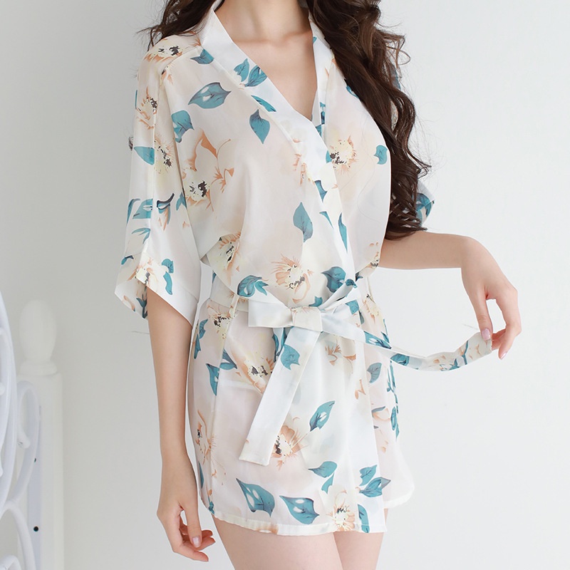 Áo choàng ngủ voan hoa siêu mát đầm ngủ khoác kimono sexy | BigBuy360 - bigbuy360.vn