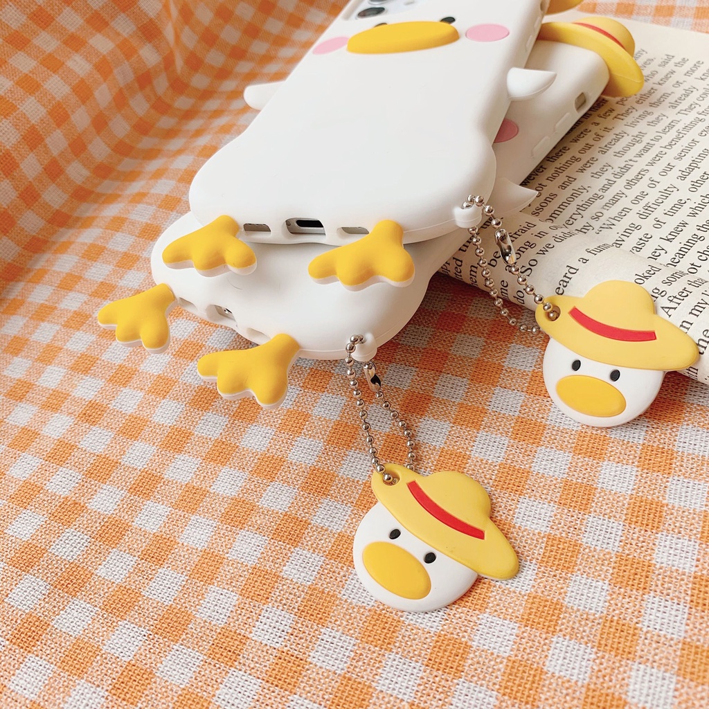 Ốp Điện Thoại Silicon Hình Chú Vịt Đội Mũ Rơm Cho Iphone 6 6s 7 8 plus X XR XS 11 12 13 Pro max