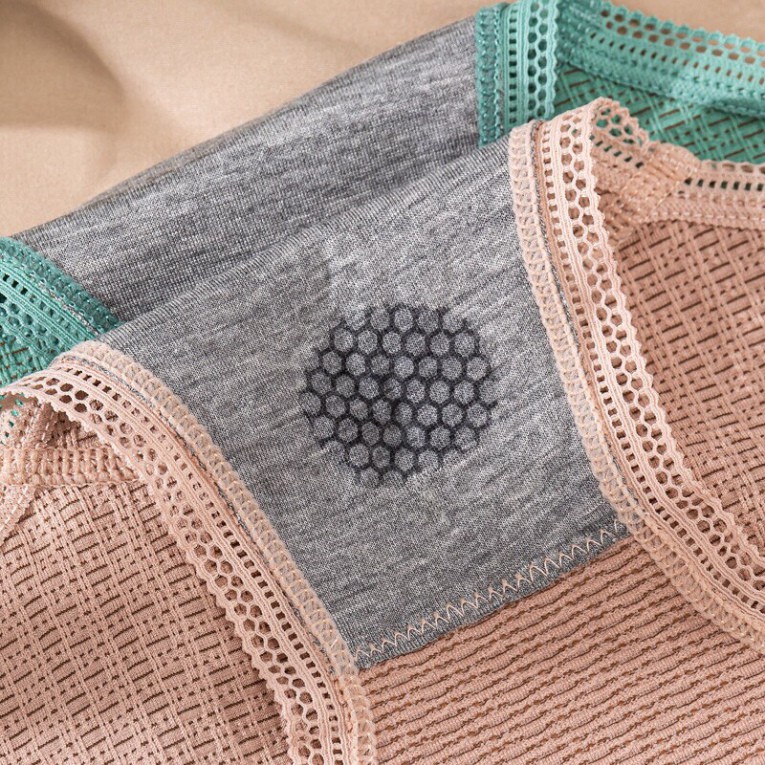 Quần Lót Nữ Cotton Thông Hơi Dệt Kim Cao Cấp Co Giãn 4 Chiều 3313 -Quần Lót Cotton Ren nơ cài trước xuất, chất liệu