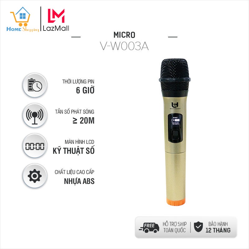 Micro Không Dây Karaoke W003, Mẫu Mới, Chuyên Dùng Cho Ampli, Loa Kéo, Hát Nhẹ