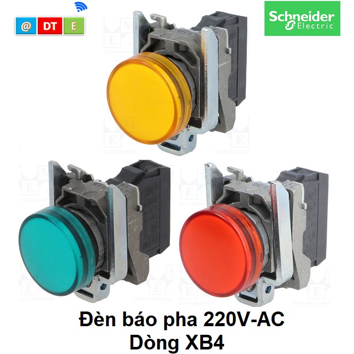 Đèn Báo Pha LED Schneider XB4 - 220VAC - Phi 22mm, Giá cho 1 cái