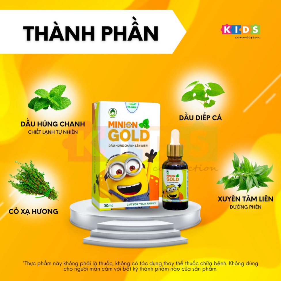 Tinh dầu Húng Chanh minion gold giảm ho, cảm cúm, tăng sức đề kháng - chai 30ml