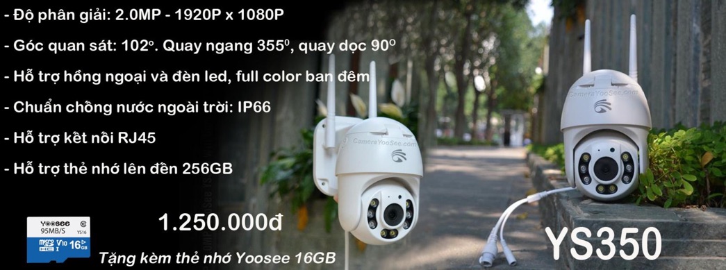 Camera Yoosee YS350 2.0MP 1080P ngoài trời có đèn CCTV-Vietnam