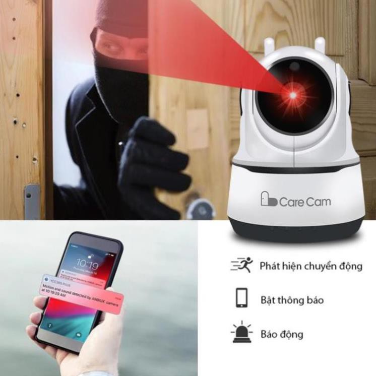 Camera IP Wifi - Carecam Trong Nhà PAF-200 2.0Mpx -1080p, Hình Ảnh Xem Siêu nét, Di Chuyển Theo Chuyển Động