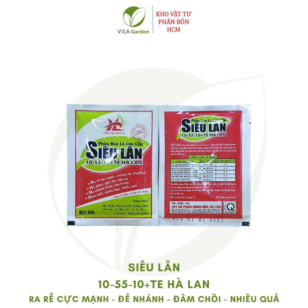 Phân Bón Lá Siêu Lân, Siêu lân đỏ 10-55-10+TE Hà Lan (gói 15g)